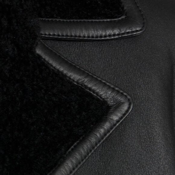 THEORY Reversible Double-Breasted Shearling Lambskin Jacket - Picture 3 of 14